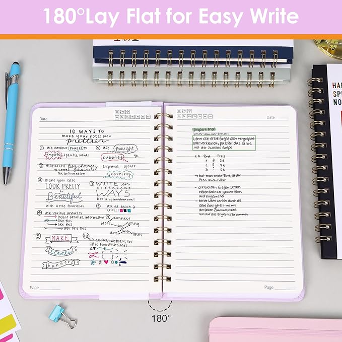LABUK Spiral Notebook, 160 Pages A5 Lined Hardcover Notebook, 5.5 x 8in Spiral Journal for Women and Man, Work, Writing
