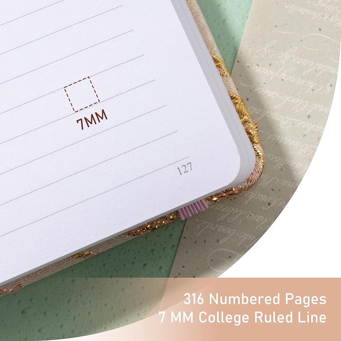 MGGAO Lined Journal Notebook, A5 Fabric Journal for Women Men