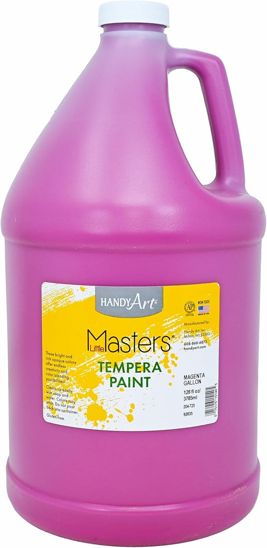 Handy Art Little Masters Tempera Paint, Magenta, Gallon 128 oz Bottle, Bright & Mixable, High Opacity, Washable Colors for Classroom, Students, Kids, Young Artists, Safe & Non-Toxic, Made in USA
