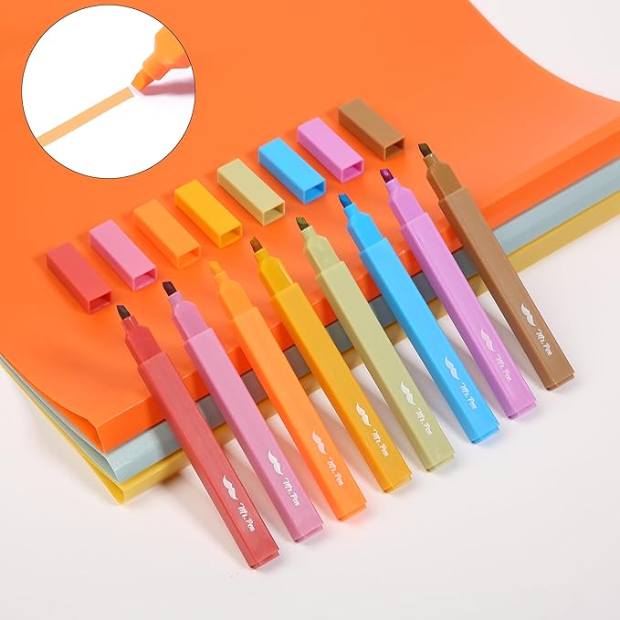 Mr. Pen- Aesthetic Highlighters No Bleed, 8 Pack, Warm Colors, Chisel Tip, Cute Highlighters Assorted Colors for Journaling, Highlighting, Underlining, Fast Dry, Back to School Supplies