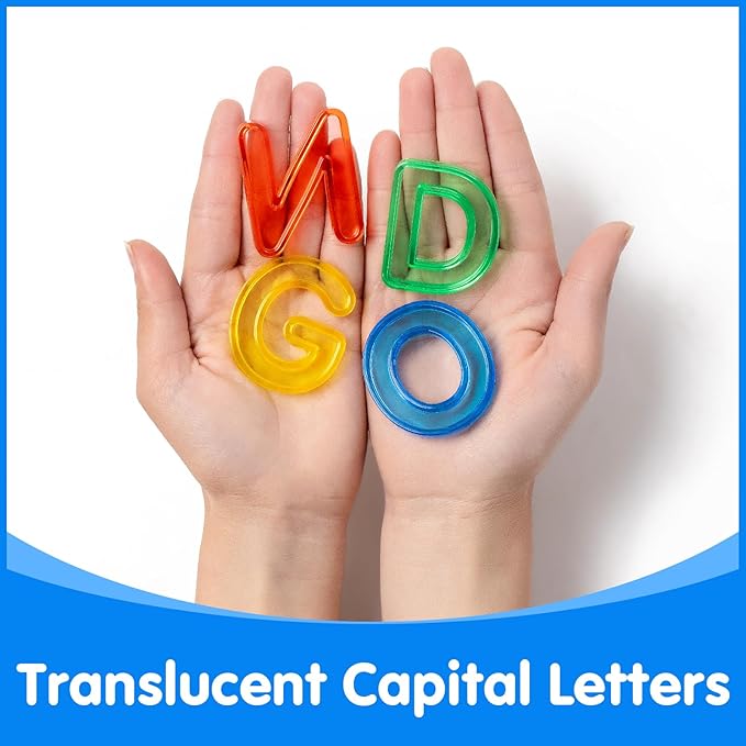 52 Pcs Translucent Capital Letters – Light Table Toys, Manipulatives and Accessories for Enhanced Learning & Fun