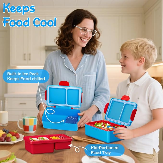 Game Kids Bento Lunch Box – 12 oz Stainless‑Steel Soup Thermo & 3‑Compartment Leak‑Proof Food Container with Built‑In Ice Pack, Insulated Food Jar for Boys & Girls, School & Travel