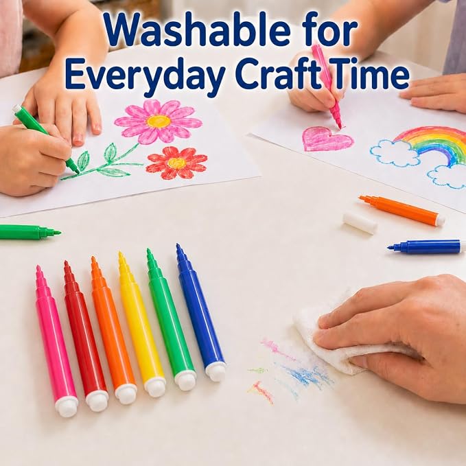 144 Pcs Mini Washable Markers for Kids, Bulk Markers 6 Assorted Colors