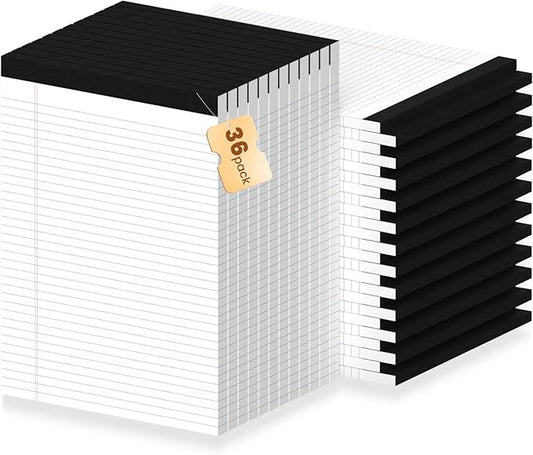 36Packs Legal Pads 8.5 x 11 Inch, 50Sheets/Pack, College Ruled & Perforated White Writing Pads, Pads of Paper 8.5 x 11, Lined Note Pads with Sturdy Backing for Office, Business & School Supplies