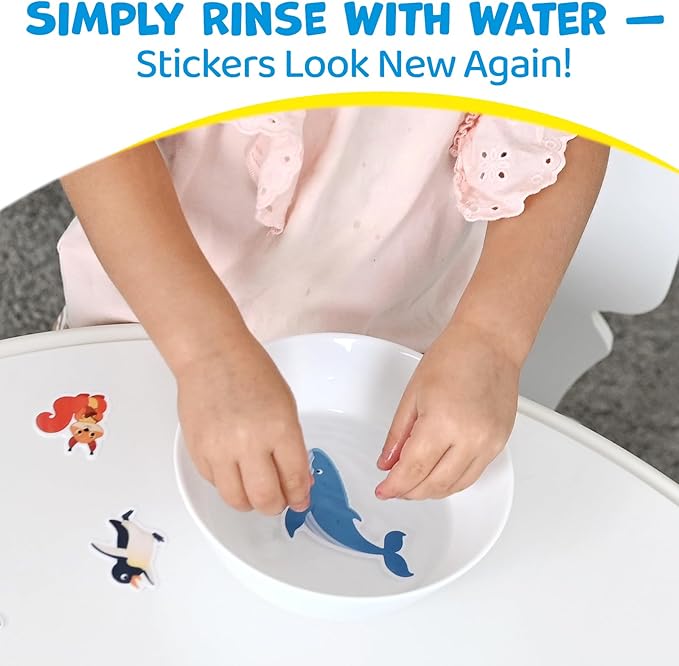 Reusable Sticker Book for Toddlers, 50 PCS Washable Jelly Stickers, 8 Play Scenes (7 Habitats) Animal Sticker Activity Book for Kids, Road Trip Travel Toys