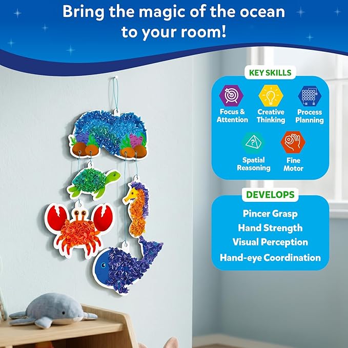 Skillmatics Poke-in Art - Underwater Animals, Mess-Free Arts & DIY Wood Crafts for Kids, Creative Kit, Gifts for Girls & Boys Ages 4, 5, 6, 7, 8, 9