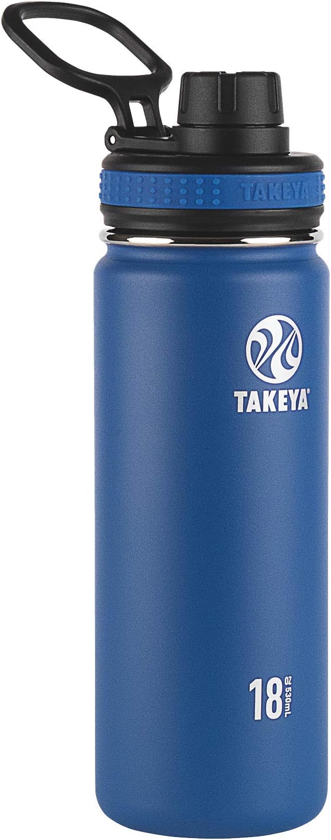 Takeya Originals 18 oz Vacuum Insulated Stainless Steel Water Bottle - Leakproof & BPA-Free Spout Lid - Keeps Drinks Cold 24 Hrs/Hot 12 Hrs - Double-Wall Design - Ideal for Active Lifestyles, Navy