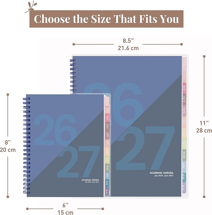 Rileys Academic Planner 2026-2027, Daily, Weekly & Monthly Planner, July 2026 - June 2027, Student Notes Pages, Twin-Wire Binding, Weekly Agenda for School & Work (8.5 x 11-Inches, Geographic, Blue)