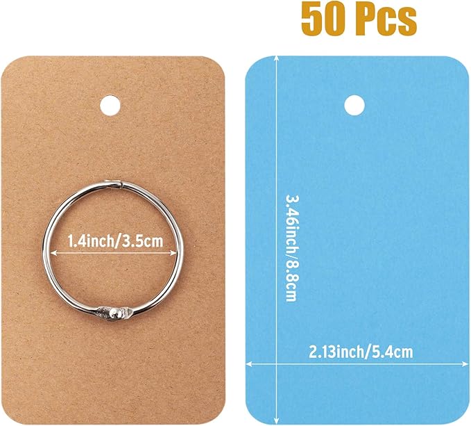 Blank Index Cards with Ring, 8 Pack Colored Flash Cards, 2.2"x3.5", 400 Counts Small Note Cards Hole-punched Cardstock, Heavyweight Word Vocabulary Cards, DIY Gift Hang Tags