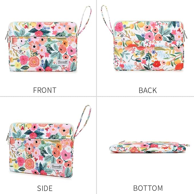 Canvaslife Laptop Sleeve Case Cover with Pocket for MacBook Pro 14 inch and 14 inch-14.4 inch HP, Lenovo, Dell, ASUS, Acer Notebook Computer (New Garden Roses)