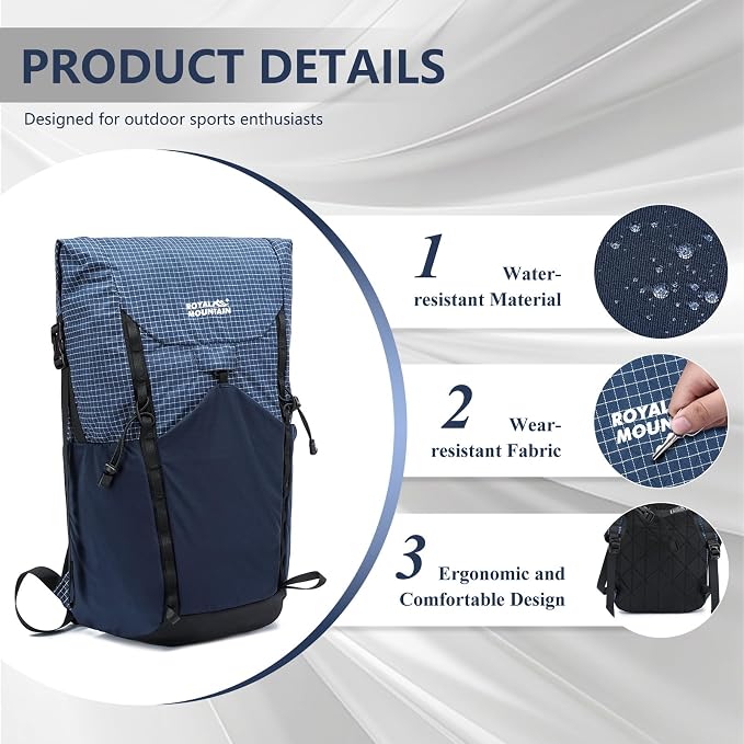 20l Hiking Backpack For Women&Men, Water Resistant Daypack Backpacks, Foldable & Packable Hiking Backpack, Lightweight Small Daypack For Travel Camping (Blue)