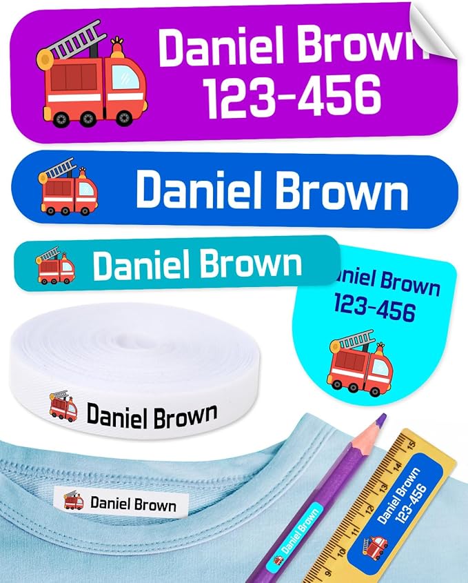 620 Custom Name Labels for Clothing & School Supplies – 400 Iron-On Fabric Labels + 220 Waterproof Stickers for School, Daycare & Nursing Home