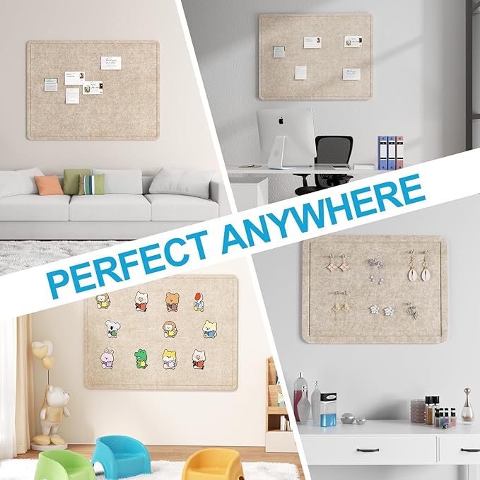 Felt Bulletin Board for Wall 72" x 48" Unfolded Size, Large Frameless Felt Pin Board, Soft Cork Board Alternative for Office, Home Planning, Notes, Photos & Wall Decor, Foldable Shipping, Easy Install