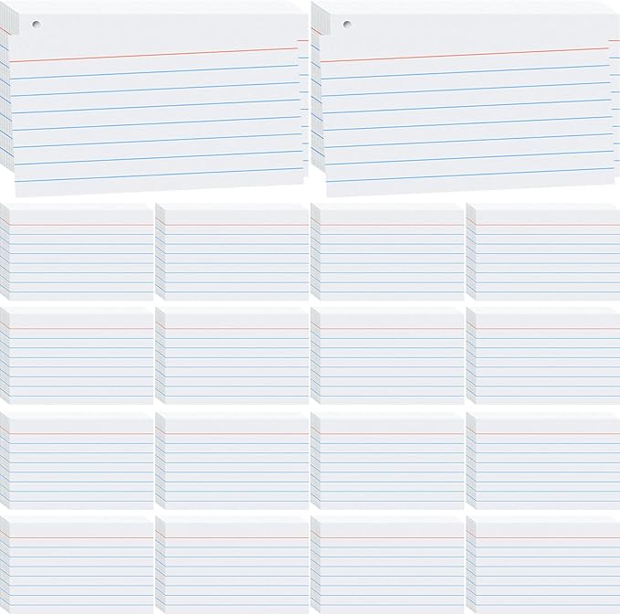 2000 Count White Index Cards 3x5, Lined Note Cards, Notecards, Study Cards, Flash Cards for Studying School Note Taking Office College Supplies, White