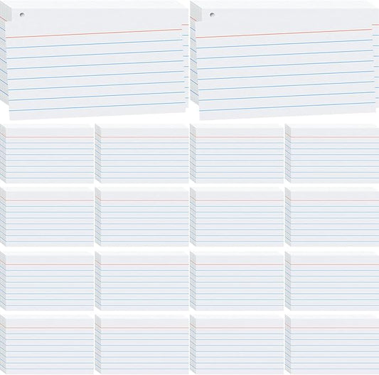 2000 Count White Index Cards 3x5, Lined Note Cards, Notecards, Study Cards, Flash Cards for Studying School Note Taking Office College Supplies, White
