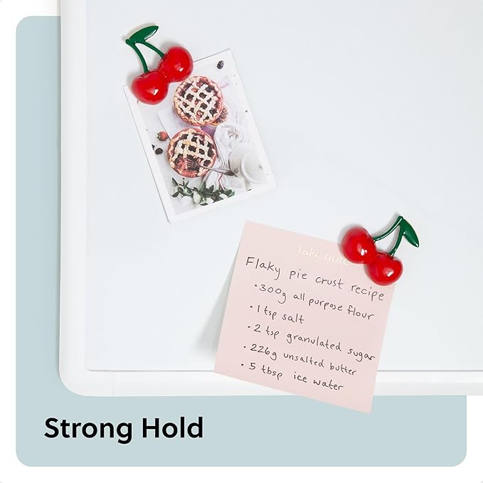 U Brands Red Cherry Locker Magnets, Set of 4, Fun Magnetic Locker Accessories for School, Whiteboard Accessories, Cute Fruit Magnets for Refrigerator