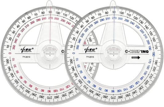 360° Protractor Pack of 2 Protactors Plastic Protractor Math Protractors Clear Protractor Ruler Drafting Tools Circle Protractor for Geometry