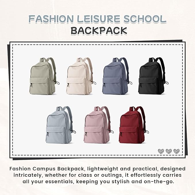 Blue Classic Basic Backpack For Women, Waterproof High School Bookbag, Lightweight Casual Travel Daypack, College Backpack Men, Middle School Bag for Girls Boys