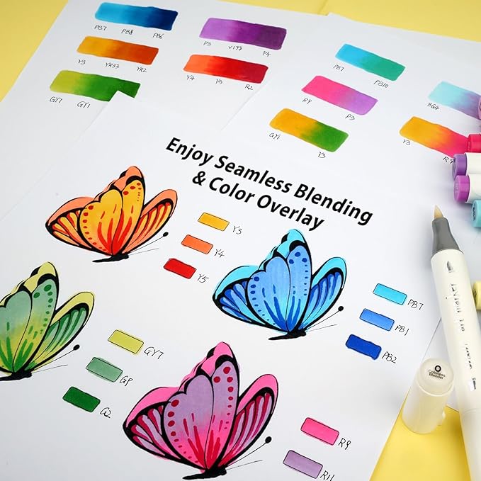 SFAIH Alcohol Markers Brush & Fine - 169 Colors Double Tipped Art Markers for Adult Coloring Illustration, Gifts for Artist Adult - Adjustable Shoulder Strap & Faux Leather Lining & Outer Zip Pocket