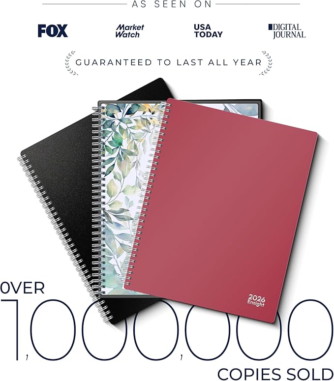 Ensight 2026 Appointment Book and Planner 6.5" x 8.5" Large Hourly Weekly Daily Schedule Book with Tabs, 30 Minute Time Slots, Magenta Calendar Organizer Jan 2026–Dec 2026 Appointment Planner - Magenta