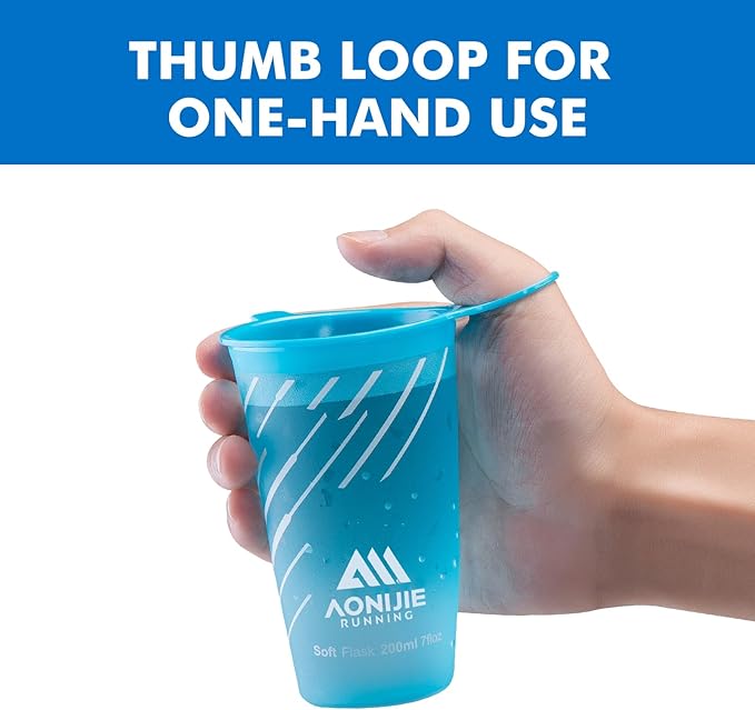 AONIJIE Collapsible Cup 200ml – Foldable Hiking Cup, Ultra Portable Soft Cup for Trail Running, Camping & Travel, Silicone Water Cup for Outdoor Hydration - Sea Blue