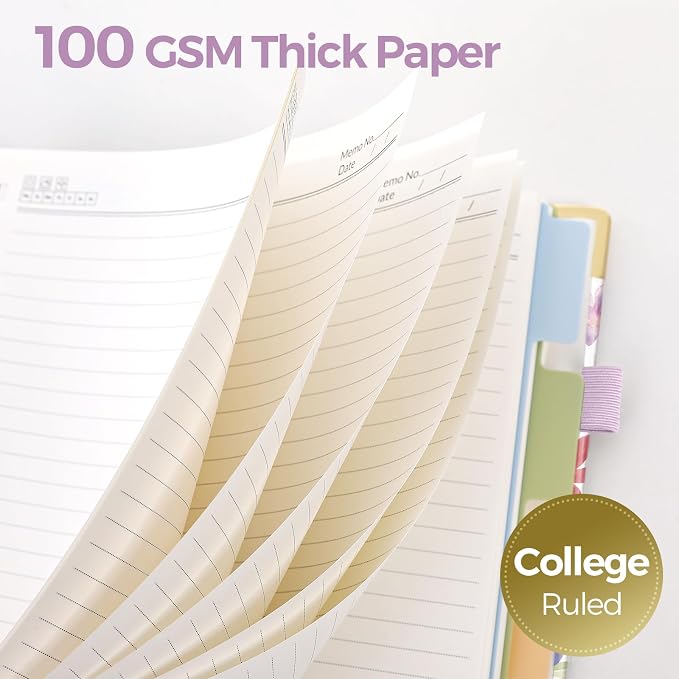 SKYDUE Sprial Notebook With Dividers Tabs, 5 Subject Notebook College Ruled