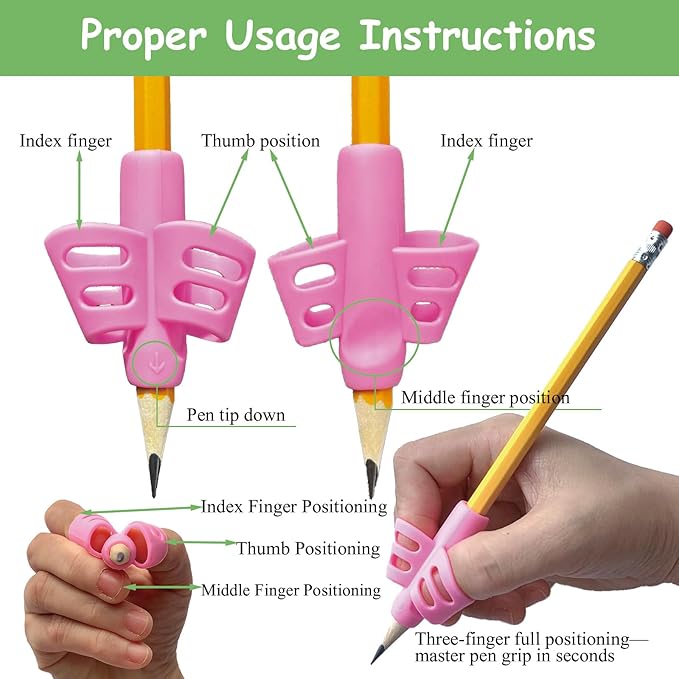 Pencil Grips for Kids - Toddler Writing Practice Tools, Handwriting Aid with Posture Correction for Beginners 3-7 Years, Autism Classroom & Preschool Must Haves, Daycare & Homeschool Essentials