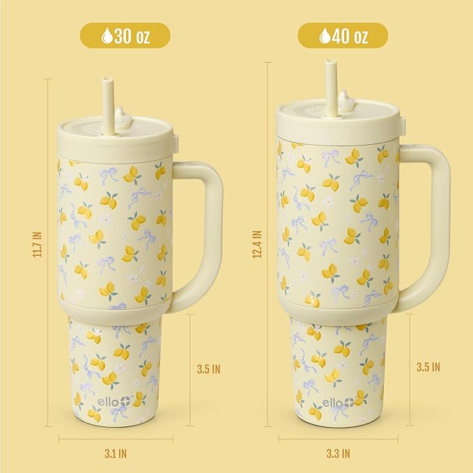 Ello Oasis 40 oz Tumbler with Handle & Retracting Straw | Reusable Insulated Stainless Steel Cup 100% Leakproof | Gifts for Teens Women | Keeps Cold for 24 Hours | Cup Holder Friendly | Main Squeeze