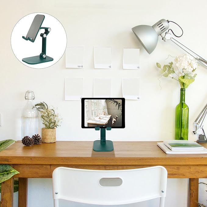 FRCOLOR Adjustable Desktop Phone Stand and Tablet Holder Multifunctional Phone Bracket with Height Lift Portable for Online Classes and Live Streaming