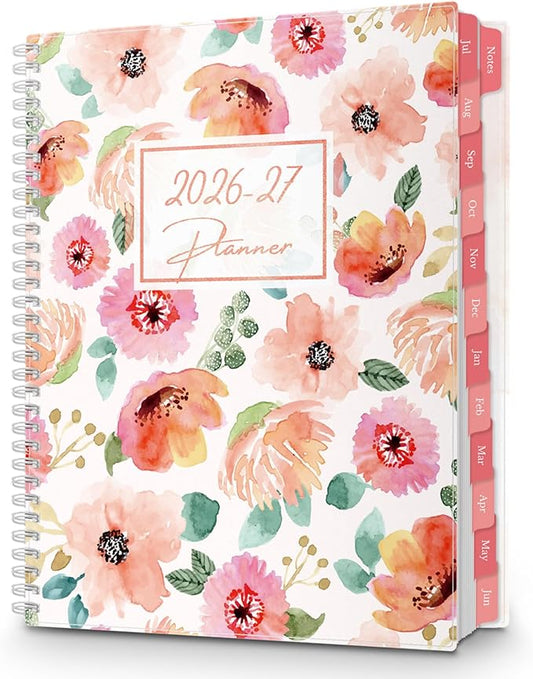 CRANBURY Planner 2026-2027 8.5x11, Academic Year Monthly and Weekly Calendar Planner, Jul 2026 - Jun 2027, Floral Daily Agenda, Monthly Tabs, Movable Bookmark, Stickers