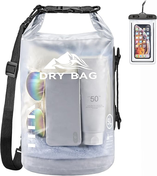 HEETA Dry Bag Waterproof Backpack with Phone Case 5L/10L/20L/30L/40L | Roll Top Lightweight Dry Storage Bag for Women Men, Travel Boating Kayaking Paddle Board Camping Beach Essentials Accessories