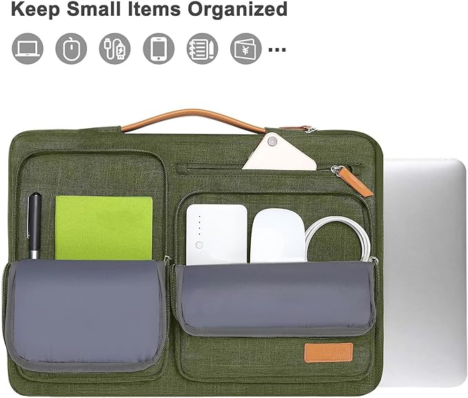 MOSISO 360 Protective Laptop Case 16 inch, 15-15.6 inch Laptop Sleeve Compatible with MacBook Pro 16, HP Acer Dell Lenovo ASUS, Side Open Carrying Case with 4 Zipper Pockets&Handle, Olive Green