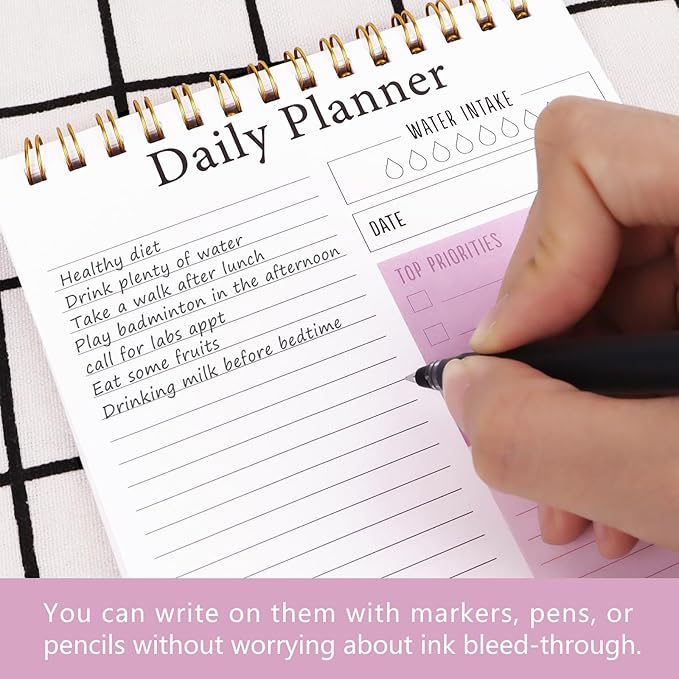 Newkita 5.1x7.8 Inch To Do List Notepad for Work, 30 Sheets Undated Daily Planner Notebook, Multiple Functional Checklist Notepads for Office, School and Home (White)