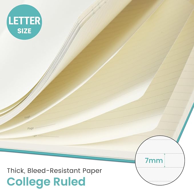 Taja Large Spiral Lined Notebook for Work, Journal for Women & Men