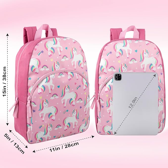 Trail maker 15 Inch Kids Backpacks for Boys & Girls | Preschool, Kindergarten, Elementary School Backpacks with Adjustable, Padded Straps (Unique Unicorns)