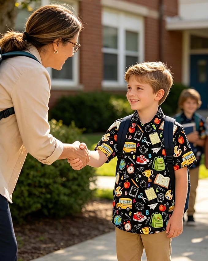 Enlifety 2-10T Kids Hawaiian Shirt Boys Short Sleeve Button Down Shirts Hawaii Summer Casual Blouse