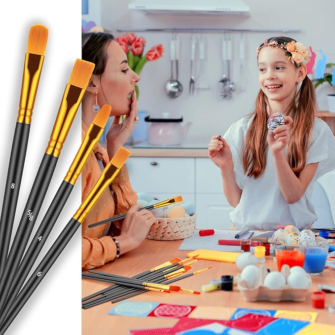 Paint Brushes Set, 30 Pcs Paint Brushes for Acrylic Painting, Oil Watercolor Acrylic Paint Brush, Artist Paintbrushes for Body Face Rock Canvas, Adult Drawing Arts Crafts Supplies, Black