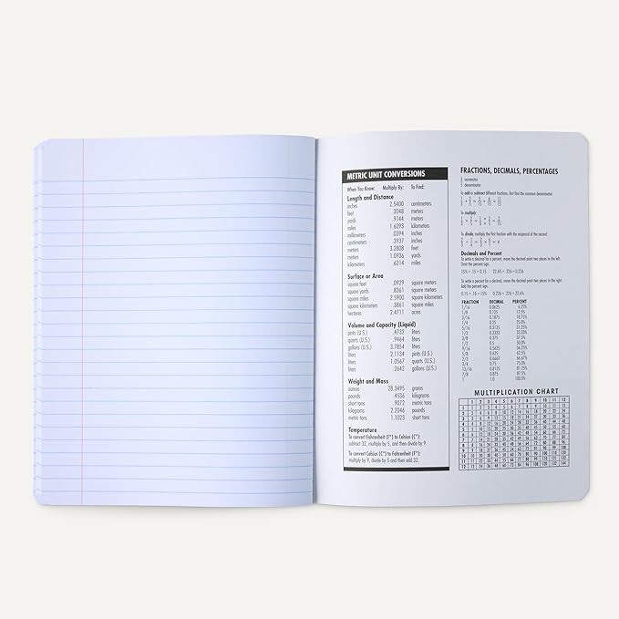 Amazon Basics Composition Notebook, Wide Ruled, 100 Sheets, 9.75" x 7.5", Assorted Marble Colors, 12-Pack