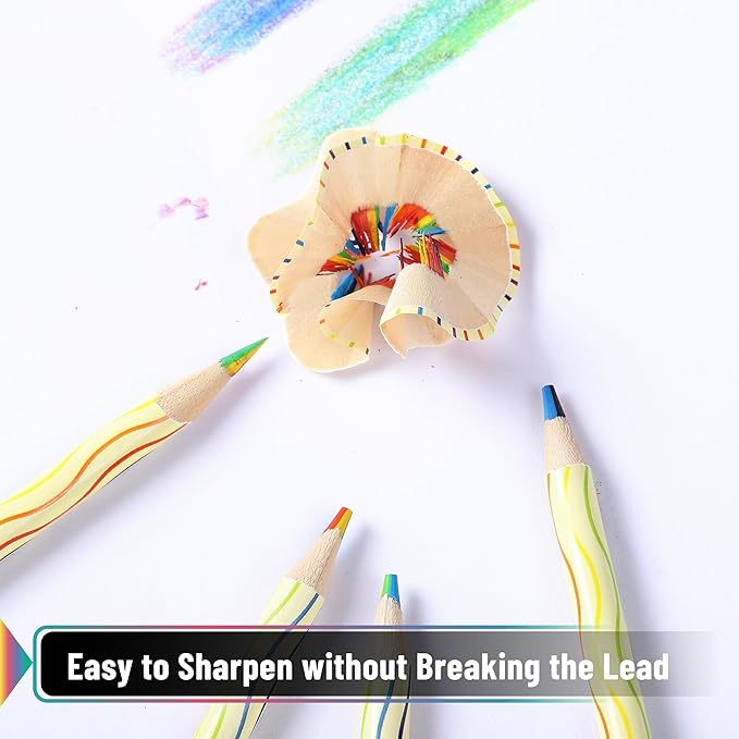Mr. Pen- Rainbow Pencils Bulk, 48 Pack, 7-in-1 Multi-Color Rainbow Colored Pencils with 4 Sharpeners, Vibrant Drawing and Coloring Pencils for Kids, Party Favors, School, Art, Gift Supplies