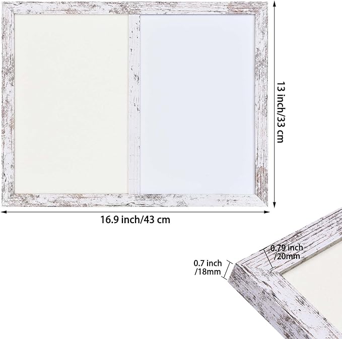 Bulletin Board Whiteboard Beige Felt Board Combo for Office School Kitchen Bedroom, White Wood Frame,13"*17",Whiteboard+WH-3343WH