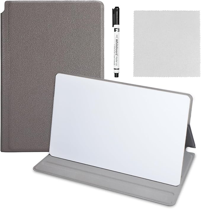 Portable Small Dry Erase Board | Handheld Whiteboard Reusable White Board Dry Erase Notebook | Standable Desktop Notepad | Home Office Study Essentials-PU Cover Writing Board 9.5" x 6.6"