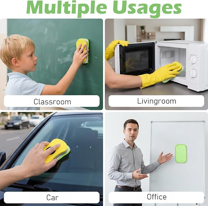 3Pcs Chalkboard Eraser, Washable Reusable Dustless Chalk Eraser