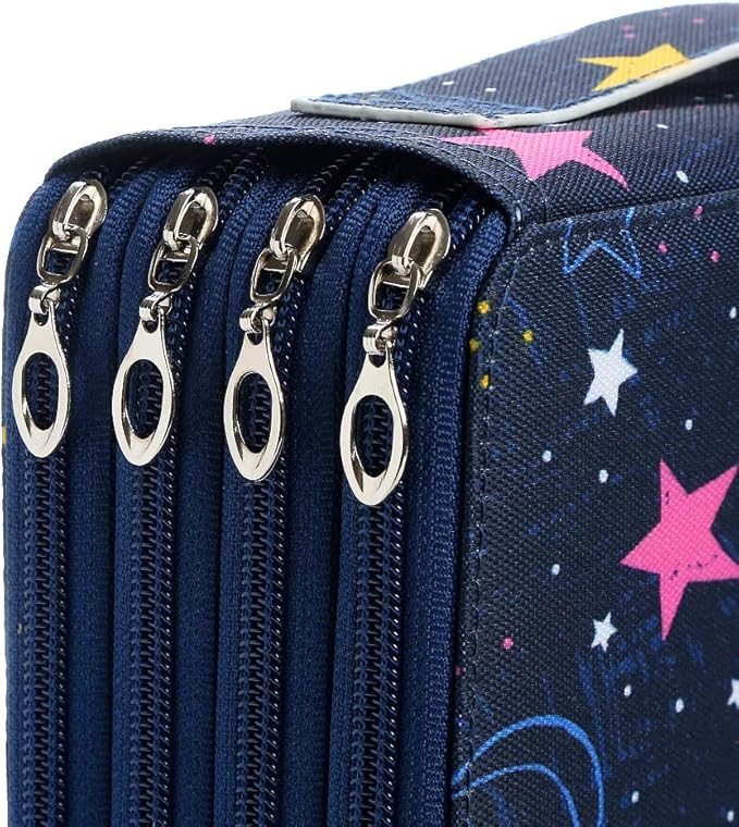 Portable Colored 200 Slots Pencil case Organizer with Printing Pattern for Watercolor Pens or Markers, Pencil Case Organizer for Artist