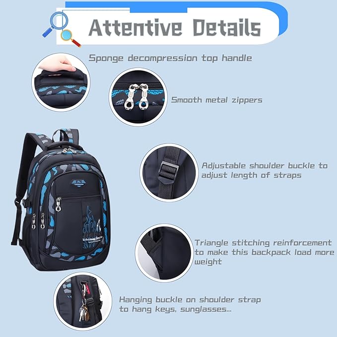 Bansusu Boys Backpack for Kids School Bag, Primary Middle School Backpack for Boys Bookbags