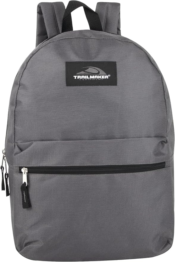 Trail maker 24 Pack- Classic 17 Inch Backpacks in Bulk Wholesale Back Packs for Boys and Girls (Gray)