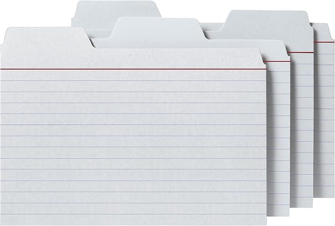 4x6 Tabbed Index Card, White, 48 PK