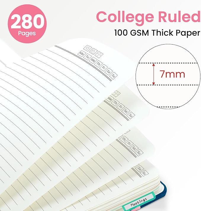 ZOTIA Large Spiral Notebooks for Work 5 Subject with Removable Dividers