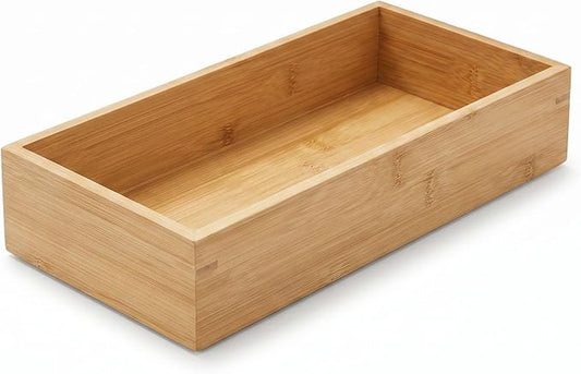 Bamboo Drawer Organizer 11.8x5.9x2.4 Inch | Rectangle Drawer Divider & Utensil Tray for Kitchen, Bathroom, Office, Makeup & Jewelry