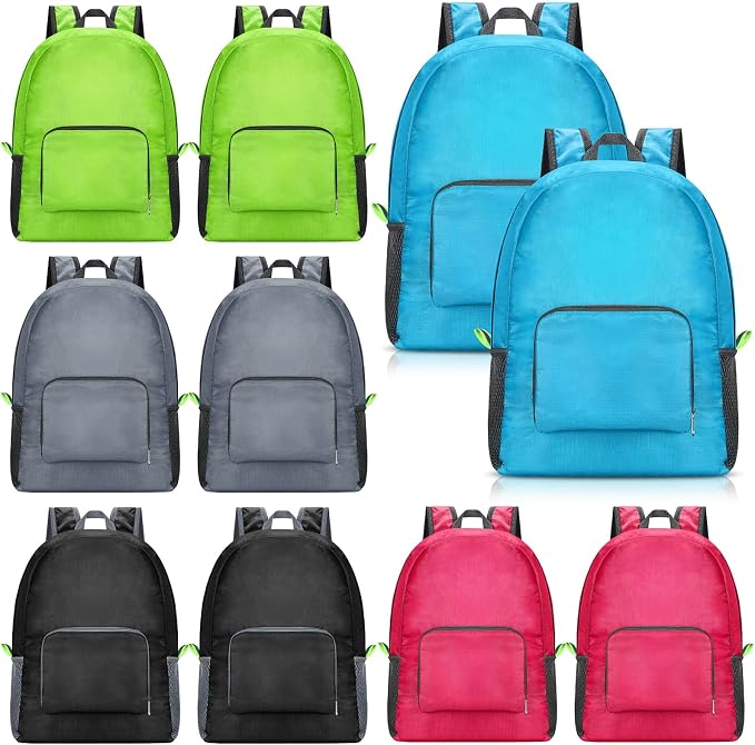 Jexine 10 Pcs Backpacks Bulk 16.5 Inches Lightweight Travel,Multicolor | Basic Book Bags for School Outdoor, Foldable Storage, Ideal Students Adults Commuters, Bulk Backpack Set for Teams
