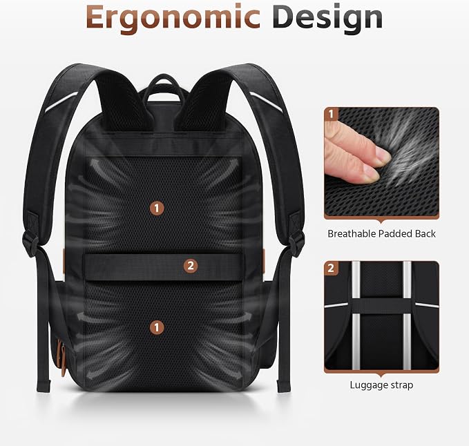 RealCool 15.6-17.3" Laptop Backpack, 31L Water Resistant Travel Bag | Independent frame opening, lightweight ,multi-compartments, ergonomic padded straps, luggage belt, for School,Business Trip
